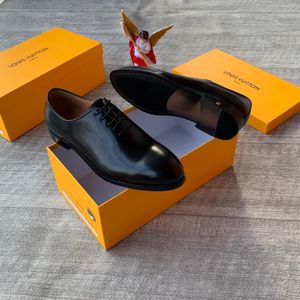 Classic black formal Oxford dress shoe.