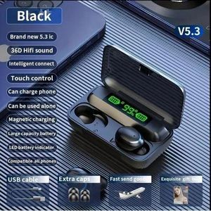 F9 Max Earbud - High Fidelity TWS Wireless EarPod with Noise Cancellation, Touch Controls, Phone Holder, Power Bank & HD Mic for Gaming - USB Rechargeable Sports Headphones, Headset with Charging Case. ( Black )