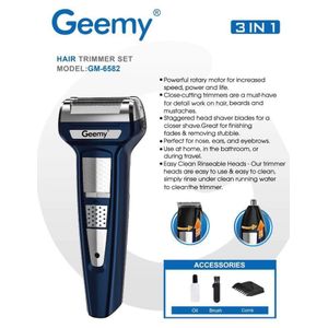 Geemy 3-IN-1 Rechargeable Shaver And Trimmer Set GM-6582
