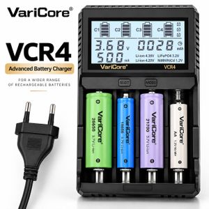 VariCore VCR4-EU 4 Slot Smart Universal Rechargeable Battery Capacity Tester Charger Discharger for with LCD Display –3.6V 3.7V 3.85V Li-ion 3.2V 1.2V Ni-MH Ni-Cd - 10440, 14500, 17500, 18350, 18500, 18650, 21700, 26650,  AA, AAA, AAAA lithium lifepo4 batteries