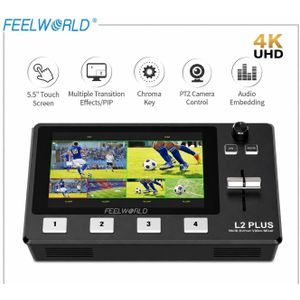 Feelworld Original FEEL WORLD L2 PLUS 4k Professional Touchscreen video mixer switcher Live Production Video Switcher 4x HDMI Input PTZ Control Chroma Key Cutout USB3.0 for OBS, VMIX, Church, Event, Tv Show, YouTube, Twitch, instagram, Facebook, Kick live streaming