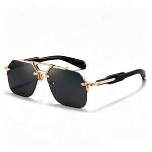 Men's Semi-Rimless Sunglasses, Metal Frame with Gold Accents & UV400 Lenses