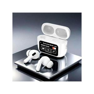 A9 Pro - Smart Screen Touch TWS, Noise Cancellations Earphones, ANC(32dB), Smart Touch Display True Wireless Buds, Type-C Fast Charging, Bluetooth 5.4, Find My Earbuds, 4 Mics ENC For Clear Calling, Transparency Mode,EQ Mode,Gaming Heaphone - White