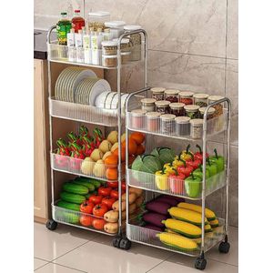 Acrylic Transparent Rotating Trolley - Clear Storage Shelf, Vertical Divided Rack, 3/4 Layers Optional for Home and Office Use in Bedroom, Living Room, Kitchen & Bath, Shelf Baskets