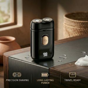 Portable Mini Men's Electric Shaver with Digital Display & Washable