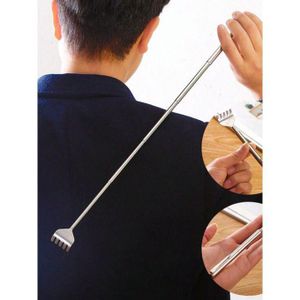 1pc Portable Adjustable Stainless Steel Pen Clip Telescopic Back Scratcher Itch Scratch Massage Tool