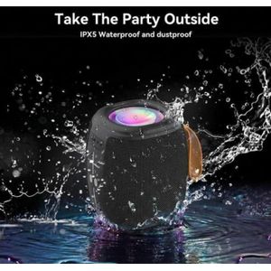 Super Bass Portable Bluetooth Speaker with RGB Led Lights, TWS, USB, TF Card, AUX Waterproof, Handheld with Strap 