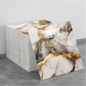 20-piece pack of marble-patterned self-adhesive wall stickers, with a golden luster and texture.