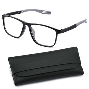 Ultra Light Anti Blue Light Sports Eyeglasses for Men Women, Flexible Bendable Anti Slip Square Eyewear, Sweat Resistant Glasses for Running Gym Office Daily Use