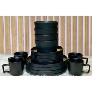 High Quality Stoneware 16pcs kitchen dinner Set black