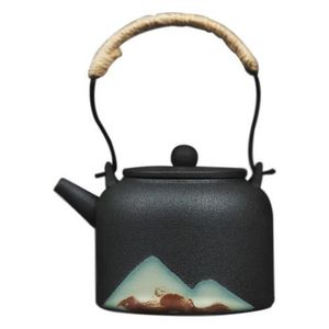 Chinese Craftsmanship Teapot Retro Stoneware Handmade Ceramic Large Size Pu'er Tea Single Pot Tea Set Teapot