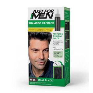 Just For Men Shampoo-In Color Hair Color Dye with Keratin and Vitamin E- Real Black, H-55