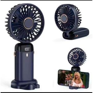 Unique Foldable Rechargeable Led Display Digital Cooling Hand Fan With Rope And Usb Cord