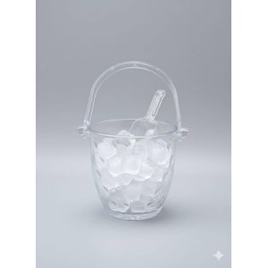 Glass Ice Bucket With Handle And Ice Holds