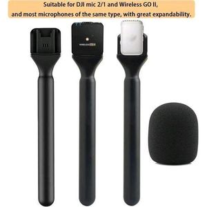 Wireless Microphone Handheld Adapter Stick/ Interview Handle Mount for DJI Mic Mini/Mic 3/2/Pocket 3, Rode Wireless GO II & Hollyland / Lavalier Mic Stand Holder for Vlogging & Reporting