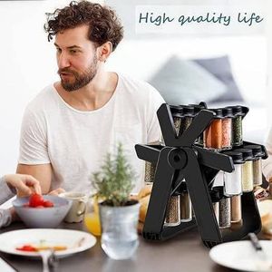 18-Jar Rotating Ferris Wheel Spice Rack Organizer & Seasoning Stand