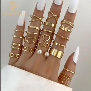 No Band 22Pcs/Set New Butterfly Ring Open Knuckle Ring Set Accessories for Women Girl Female Jewelry
