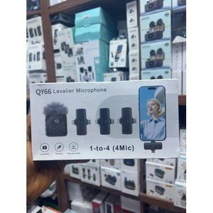 Genetic Qy66 1 to 4 Mic Dual Noise Cancelling Clip-on Design magnetic buckle Wireless Microphone led Display -Type C, IPhone and Android for recording, Livestreaming Record 3 angles with different phones or camera