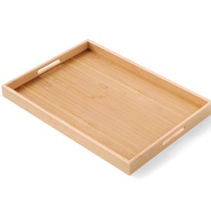 Clo Bamboo Serving Tray with Handle, Wooden Breakfast Tray, Suitable for Dining, Office Use, and Storage. Ideal for Bedrooms, Kitchens, Living Rooms, Bathrooms, Hospitals, and Outdoor Settings