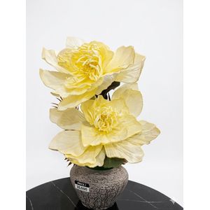 Premium Artificial Cream Lotus Floral Arrangement in Textured Ceramic Vase