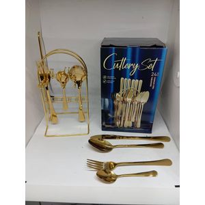 Gold Plated Stainless Steel Spoon & Fork - Set