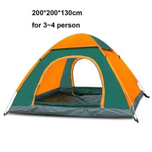 Two Door Camping Tent 3-4 Person- Quick Automatic Opening - Orange&Green