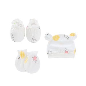 New Born Baby Hat and Baby Mittens Set Infant 100% Cotton Caps Mittens for Newborn