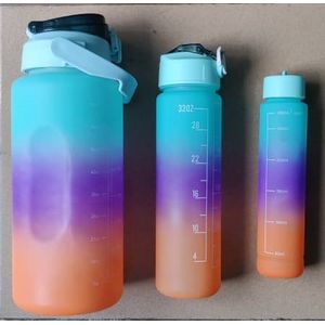 Gradient Colored Set Of 3 Sport Plastic Water Bottles (2l, 900ml