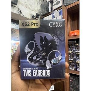 TWS  X32 pro Clip-on Bone Conduction wireless Bluetooth Earbuds Sports Gaming and Luxury headphones Headsets BLACK