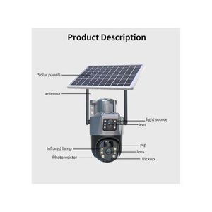 Dual Lens Solar-powered 4G Simcard Rotational Cctv Camera 8MP