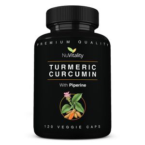 Nuvitality Turmeric Curcumin with Black Pepper Extract (Piperine), 120 Capsules