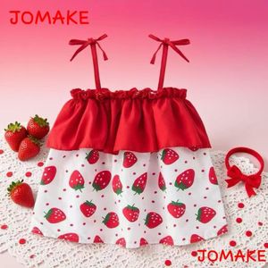 JOMAKE Tops for children aged 6 months to 4 years, Red Strawberry fruit pattern, halter top