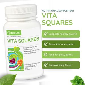 Neo NL VITA SQUARES KIDS MULTIVITAMIN (180 Chewable Tablets) – Immune & Growth Support, Vita Squares for your Children's Wellbeing.