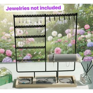 Quality Jewelry Display Rack Earrings Ring Necklace Watch Jewelry Shelf Organizer Bracelet Stand Holder Hooks Storage with Jewelry Tray