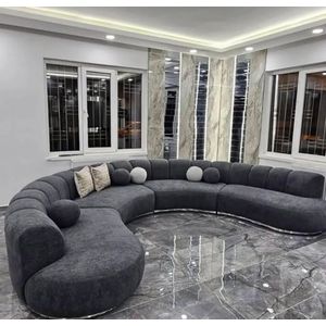 Modern Curved Sectional Sofa – Luxury U-Shaped Living Room Couch – Fabric Upholstery