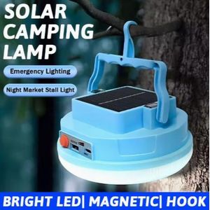 Multifunctional Solar Rechargeable Camping Handheld Lamp, Hands Free Work Light, Bright Floodlight for Night Markets, Stalls, Fishing, Portable Hook Tent Light