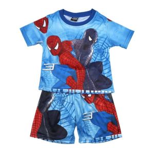 Spiderman 2pcs Round Necklace Printed Tshirt and Short Blue