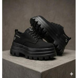 Fashion Exit Luxury black leather casual sneakers for Men's 