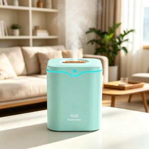 2000ML Large Capacity Dual Nozzle Humidifier, Silent Nano Mist Desktop Humidifier with Heart Color Night Light, Auto Shut-off Anti Dry Burn, Continuous & Interval 2 Spray Modes, Portable Skin Moisturizer for Bedroom Office Living Room