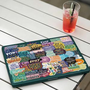 50pcs cartoon inspirational English stickersSet for Laptop, Phone, Guitar, Toy, Motorcycle, Skateboard, Outdoor Travel Water Bottle, Car, Bicycle+1pcs Mobile phone type c interface protective case 
