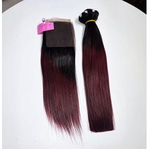Black & Burgundy Bone Straight Hair Bundle 