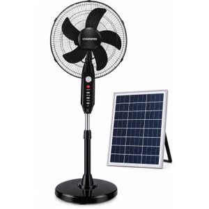 CHARWEEK Solar rechargeable fan with bulb and panel 