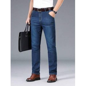 Denim Jeans Men Straight Stretch Regular Jeans Classic Vintage