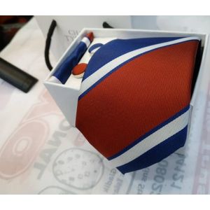 1 Set Beautiful Men Long Red Patterned Tie + Pocket Square + Cufflinks - Unique Gift Set