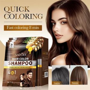 SADOER Ginger Plant Extract Hair Dye  Chestnut Brown for Boys and Girls-25ml×10PCS