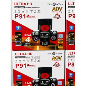 Four lens V380 Pro 4G SIM Card Solar PTZ Security Camera, Outdoor CCTV Surveillance Camera