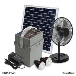 Duravolt Solar Power Rechargeable Pack + 12" DC table fan