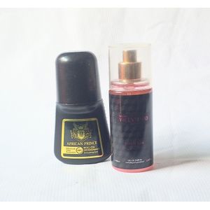 Special Perfume of 2 in 1 of African Prince Deodorant Roll On 50ml and Valentinho Body Mist Spray black 88ml (all day comfort) Unisex 
