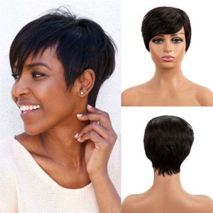  Ladies Shoulder Length Hair Wig Bob Hair With Fringe Black 