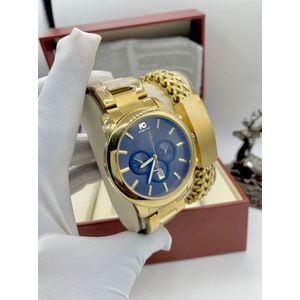 Forecast Top Quality Diamond Iced Sophisticated Gold Steel Wristwatch + Bracelet